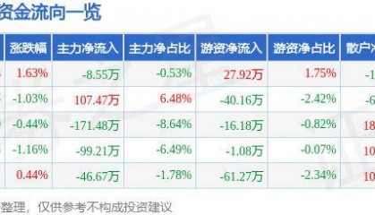 股票行情快报:宝莱特(300246)5月31日主力资金净卖出8.55万元